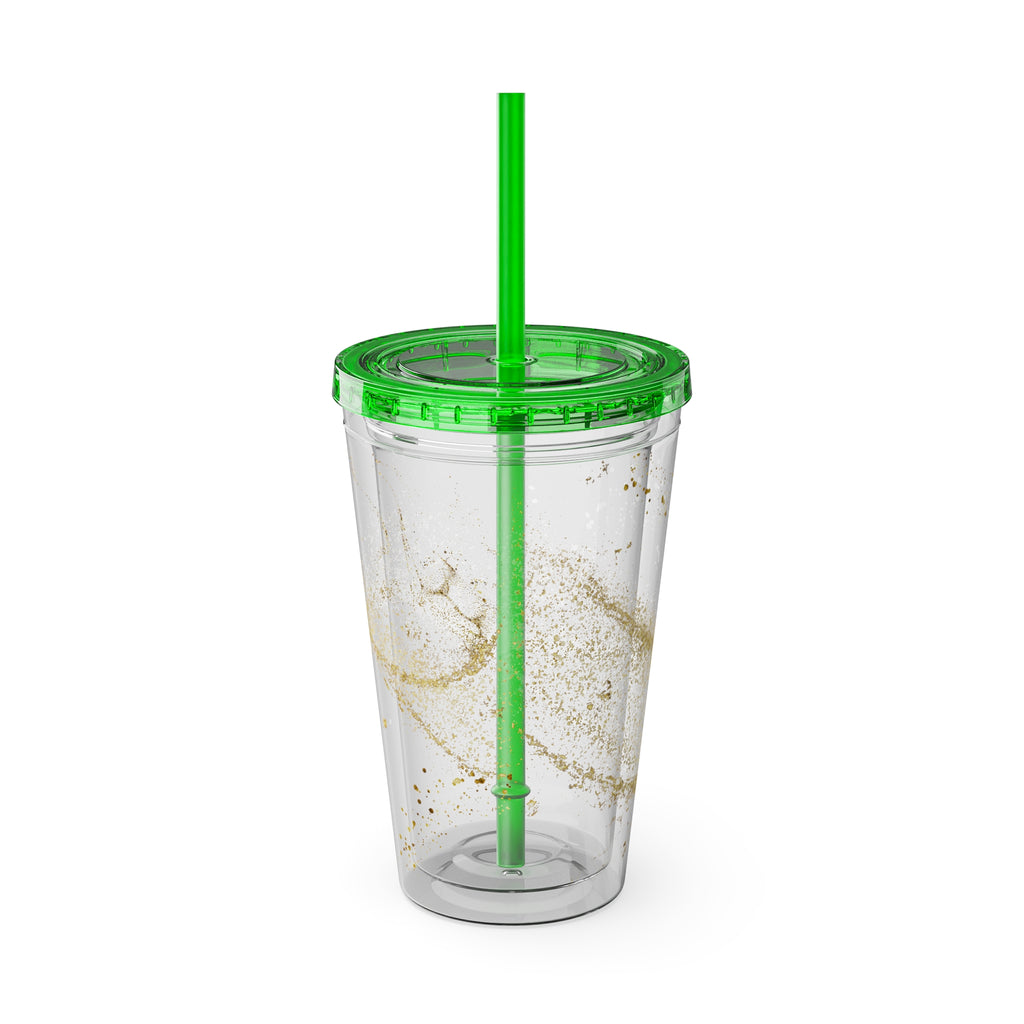 Bunter 16oz Trinkbecher mit Strohhalm  doppelwandig und farbenfroh | Geschenkidee | 11 Farben zur Auswahl