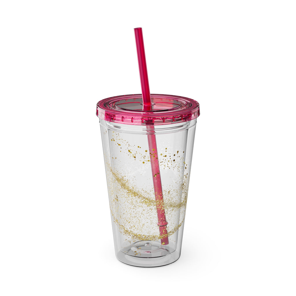 Bunter 16oz Trinkbecher mit Strohhalm  doppelwandig und farbenfroh | Geschenkidee | 11 Farben zur Auswahl