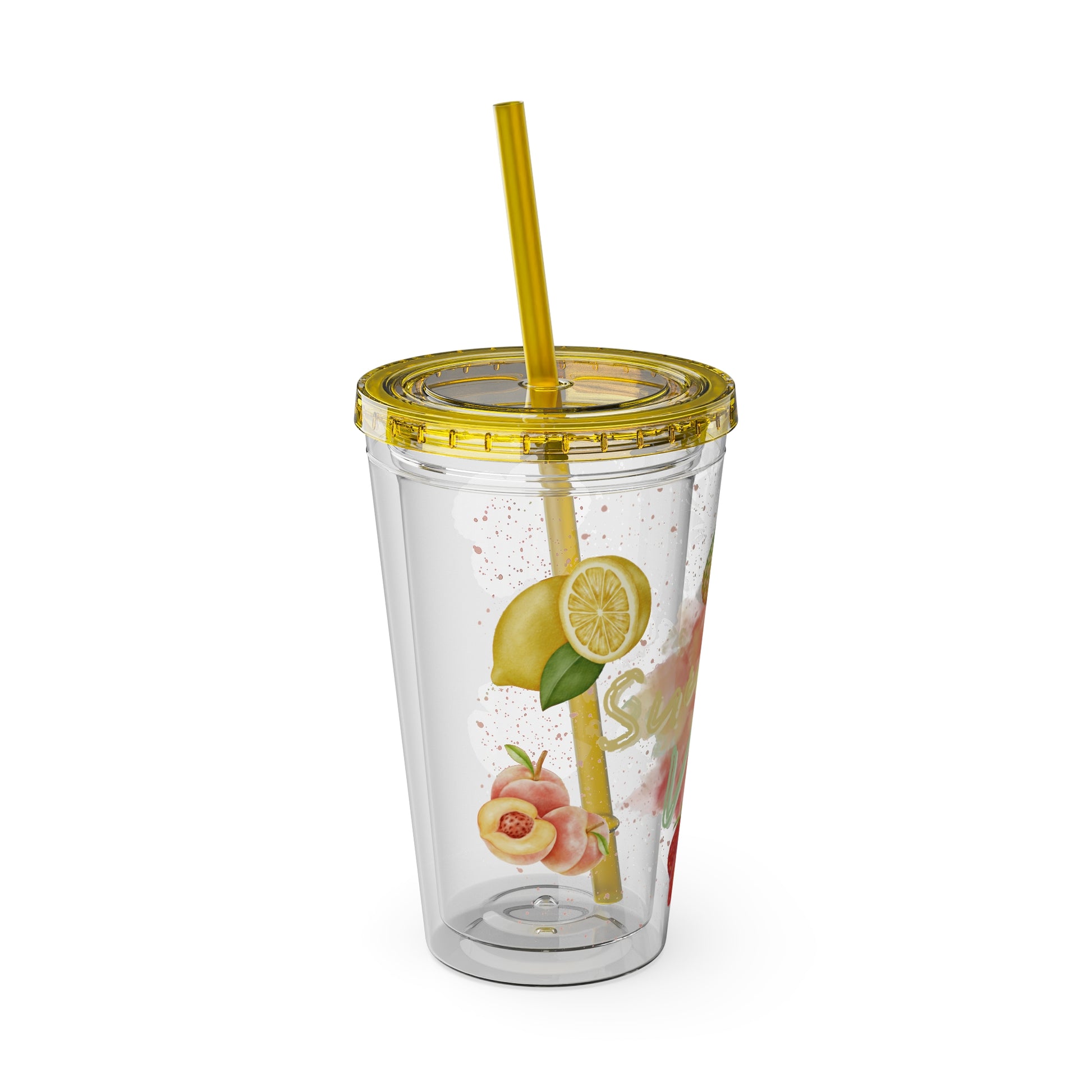 Sunsplash Tumbler  Bunter 16oz Sommerbecher mit Strohhalm | Doppelwandig & BPA-frei |Perfekt für Strand, Picknick u. Geschenke