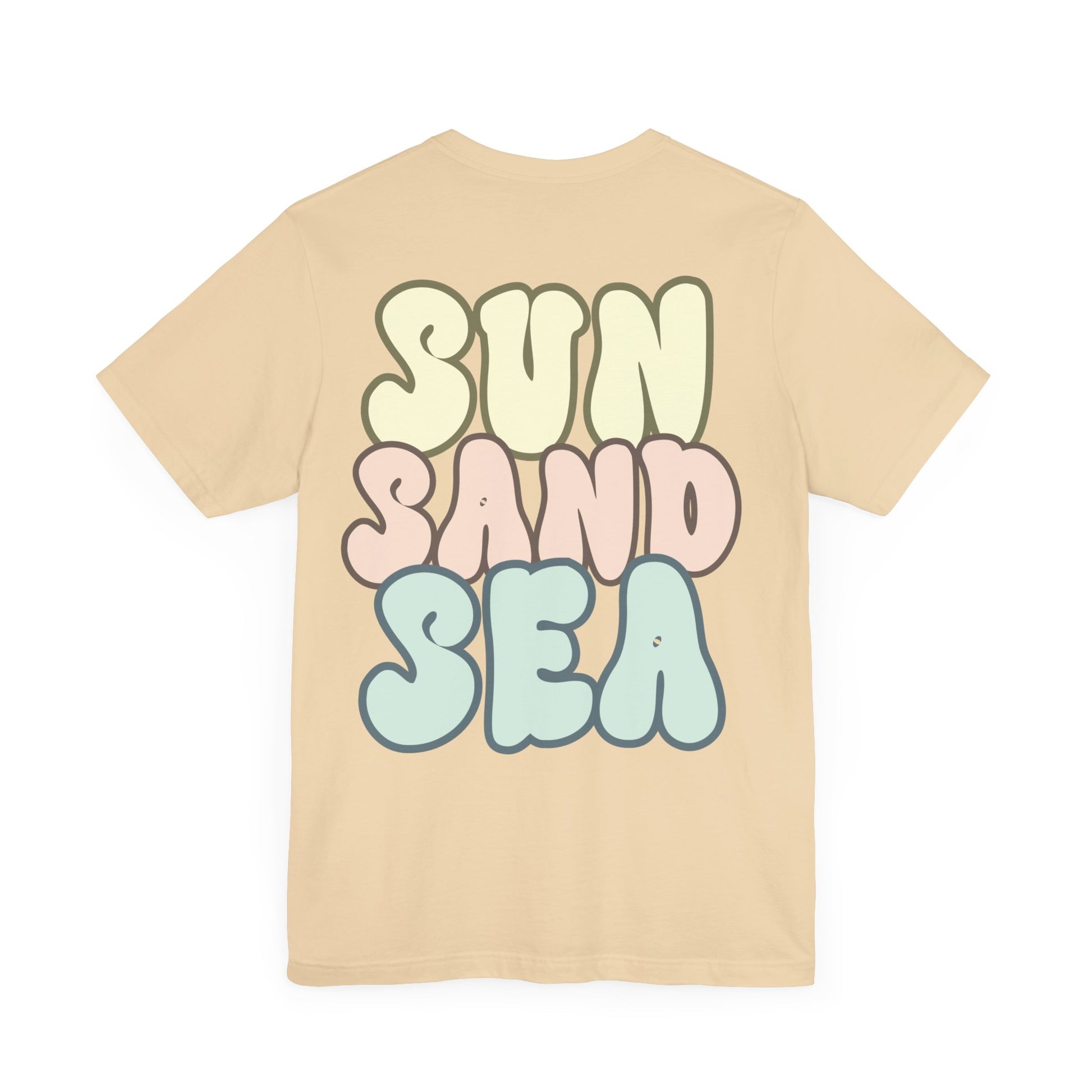 Unisex Sommer T-Shirt mit Sun Sand Sea Print  Jersey Kurzarmshirt aus Bio-Baumwolle – Strandmode für Damen & Herren