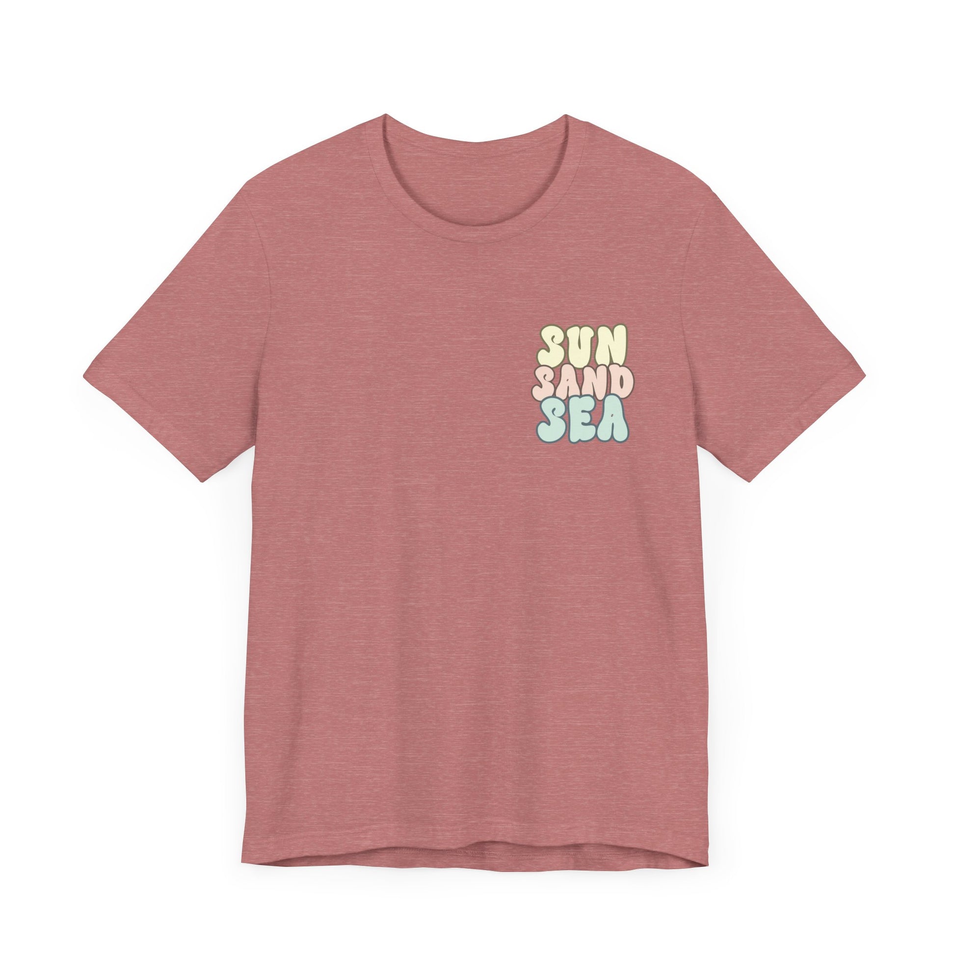 Unisex Sommer T-Shirt mit Sun Sand Sea Print  Jersey Kurzarmshirt aus Bio-Baumwolle – Strandmode für Damen & Herren